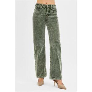 RISEN Tummy Control Mid Rise Straight Leg Corduroy Pants